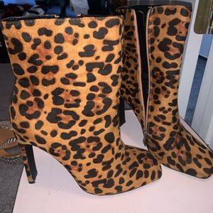 Cheetah print heeled booties